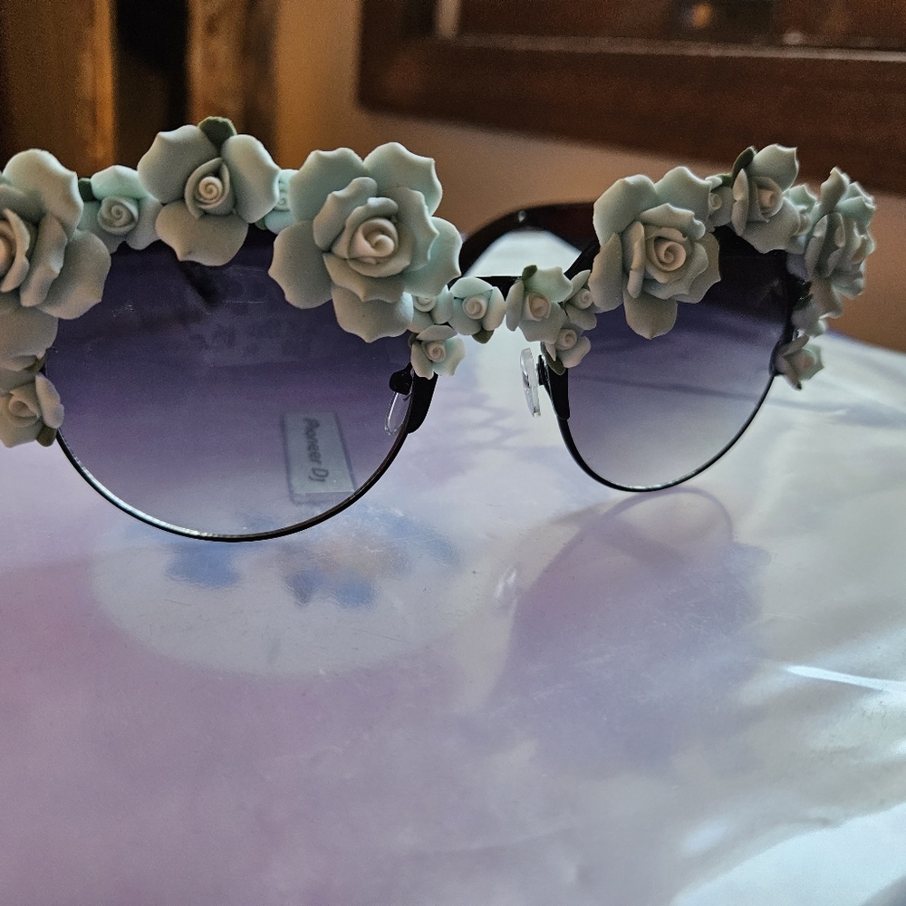 flower rim sunglasses gasoline glamour porcelain floral sunglasses